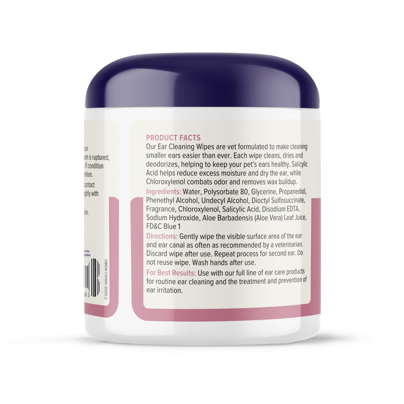 VETNIQUE Oticbliss Advanced Cleaning Ear Wipes for Dogs & Cats for Odor Control, Dirt and Wax Removal with Soothing Aloe Vera, Drying Agent and Vitamin E, Clear the Ear 100ct Wipes Animal Print