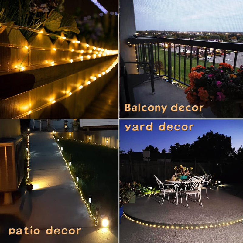 Solar Rope Light Waterproof IP65 39FT 100LEDs Outdoor LED ‎Solar Outdoor Lights for Party Garden Yard Home Wedding Christmas Halloween Holiday Tree Decoration Lighting Warm White 100 LED
