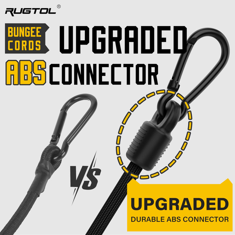 Adjustable Bungee Cords with Hooks, 6 Pack Heavy Duty Outdoor Carabiner Bungee Cord, Black Super Elastic Bungee Straps Easily Adjust from 7" to 36", Great for Cargo, Camping, Bike Racks, Tents 36 inch-6 pcs