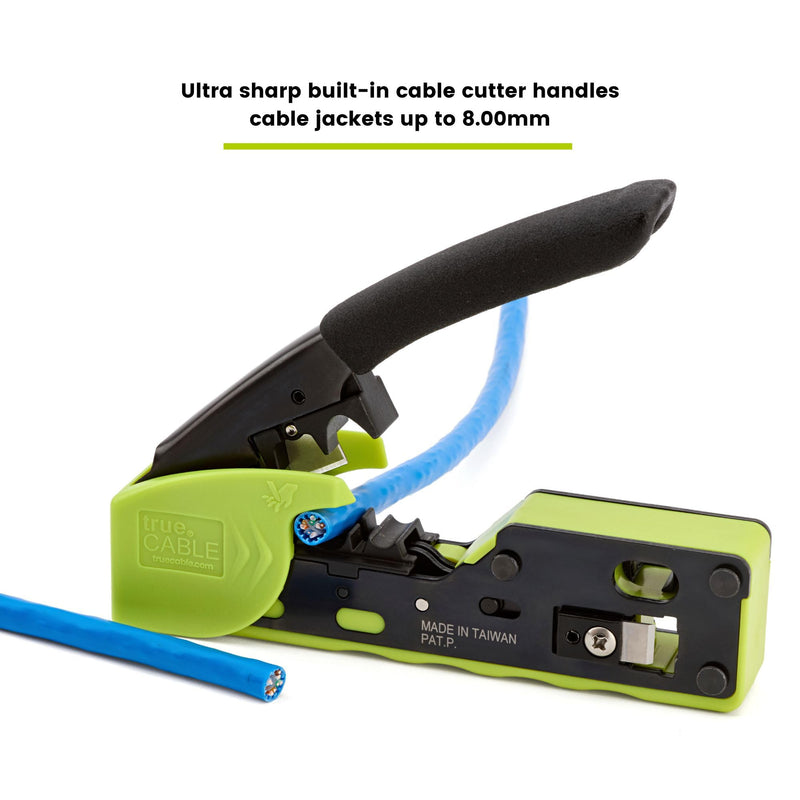 trueCABLE Crimp Tool for Pass Through RJ45 - All-in-One Ethernet Crimper, Cutter, Stripper - Works with Cat5e, Cat6, Cat6A Shielded and Unshielded Connectors trueCRIMP_V3