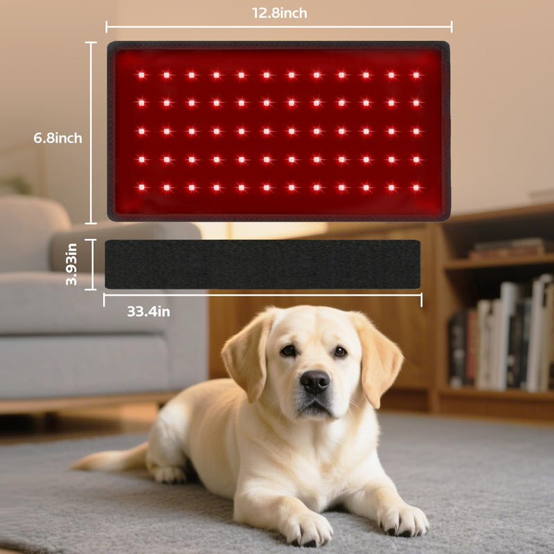Red Light Therapy for Dogs,Wearable Infrared Light Therapy Belt for Pets Wounds Repair,Joint & Back Pain Relief,12.8 × 6.8 in 660/850 nm 80-LED Pad Black