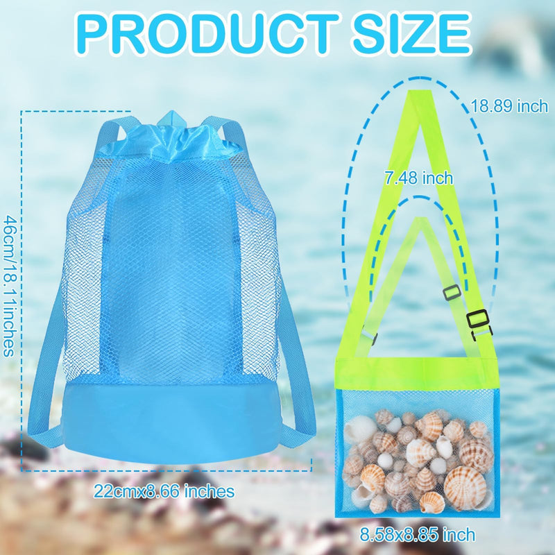 Mototo 9 PCS Beach Sand Sifter Tools Set Shark Tooth Sifter Beach Mesh Shovel with Shell Bags Collapsible Beach Bucket for Shells Collecting Shark Tooth Game Tools