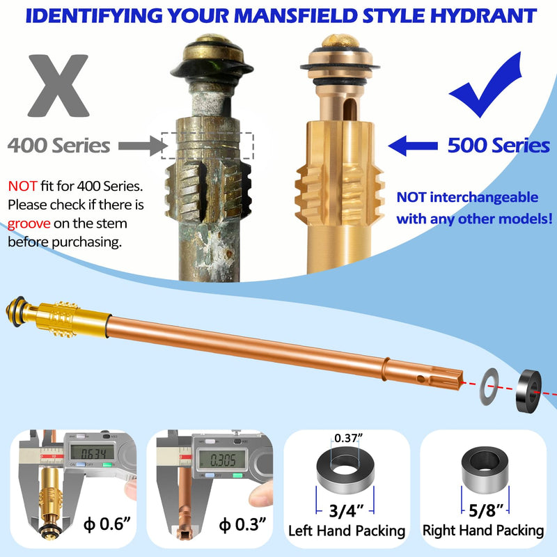 123-0093 Stem Assembly Replacement fit for Prier 500 Series Mansfield Style Wall Hydrants, 12-inch Overall Length, 8-inch Sillcock ASFP 12” OAL