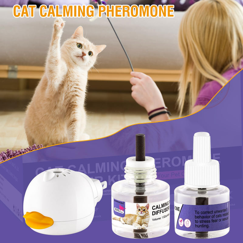 Cat Calming Pheromone Diffuser Reduces Conflict Between Cats Effective Anxiety Relief for Cats & Cat Calming Soothing 48ML 3 Refills Fits All Cats - 3 Pack - PawsPlanet Australia