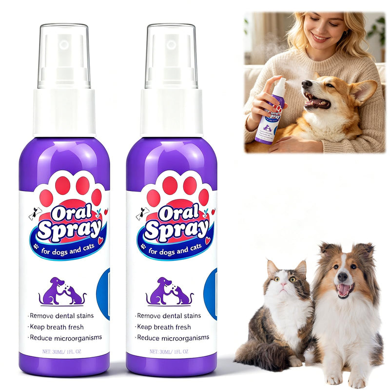 Pet Oral Spray, Pet Dental Care Spray, Teeth Cleaning Spray for Dogs and Cats, No Brushing, Easy to Use(2Pcs)