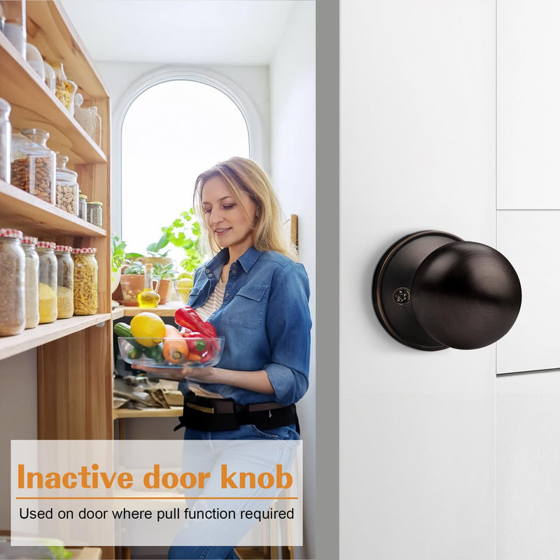 Probrico Classic Style Oil Rubbed Bronze Finish Dummy Handles Ball Style Door Knobs Lockset, 6 Pack