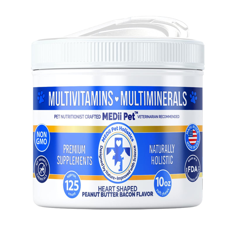 Dog Multi Vitamins + 74 Organic Minerals. Super Natural Overall Health Builder: Metabolism, Cardiac, Eyes, & Joints, Bones. Spirulina, Vitamin B1, B3, & B12,125 ct/10 oz. Low Calories - PawsPlanet Australia