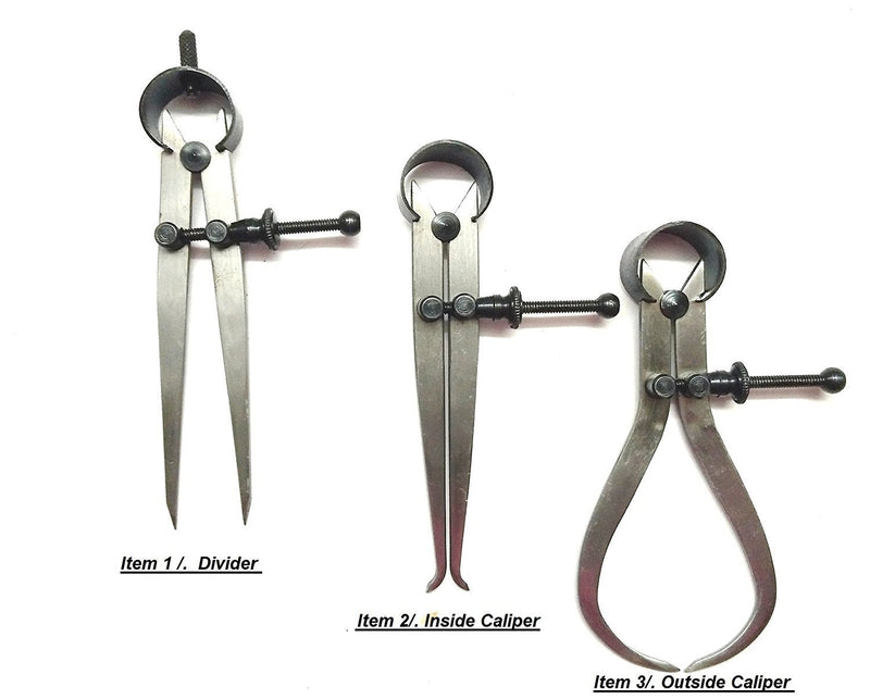 Omex 3 Pieces Spring Caliper Set - Inside, Outside & Divider 12" Inch / 300 Mm - Measuring Tool, Workshop, Tool Room