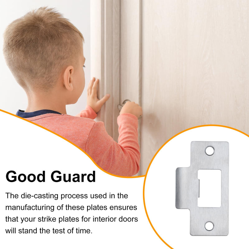 12PCS Universal Door Strike Plate，Replacement Lock Strike Plate T Strike Deadbolt with Screw，Stainless Steel Deadbolt Covers Door Reinforcement Kit for Interior Exterior Door Use(Silver) 12