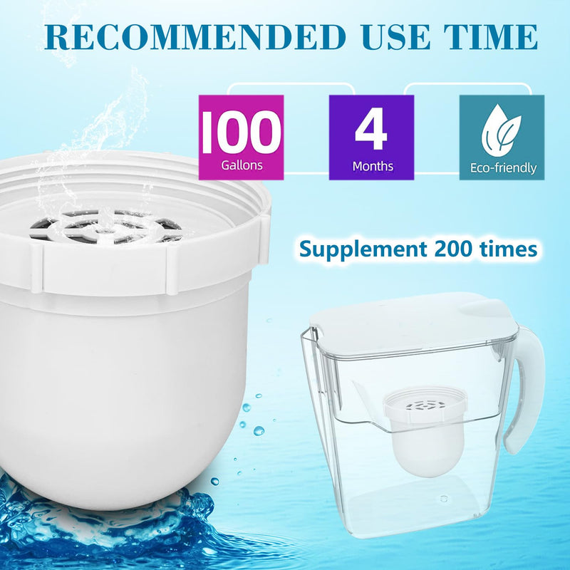 Water Replacement Filter for Pitcher,Compatible with Clearly Filtered Water Filter Pitcher, 100-Gallon Long-Life, BPA Free.(2 Pack)