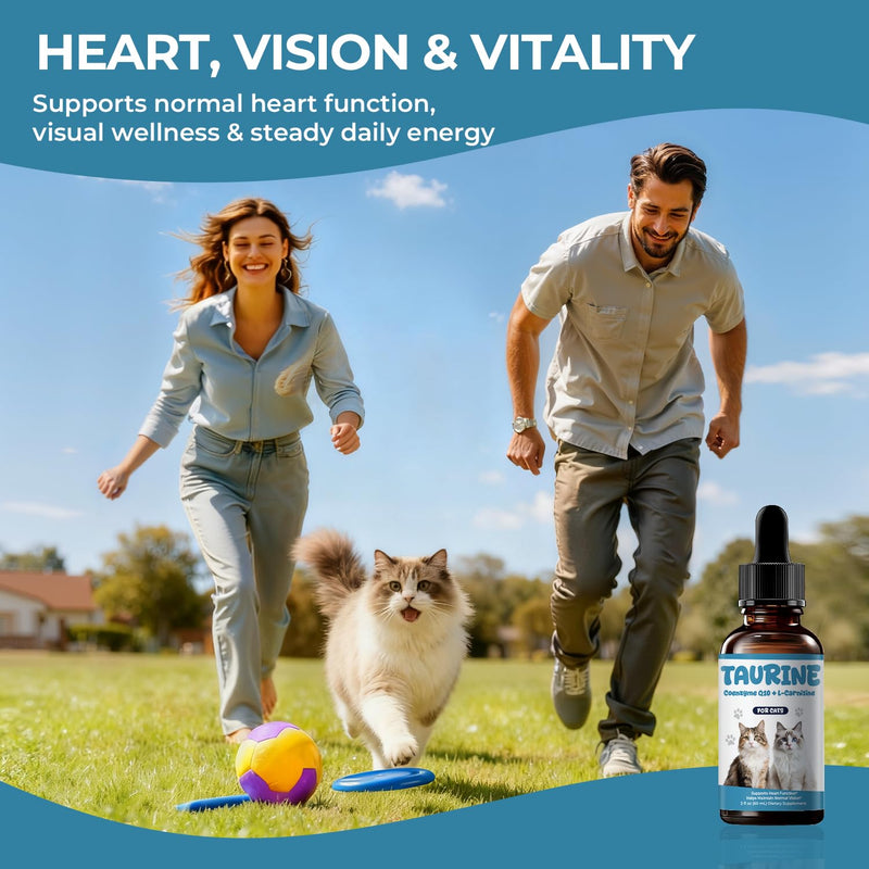 Taurine Supplement for Cats Liquid Drops, Cat Taurine with Coenzyme Q10 & L-Carnitine, Supports Heart Function, Vision, Energy & Daily Vitality, 2 fl oz 60 ml (Pack of 1)