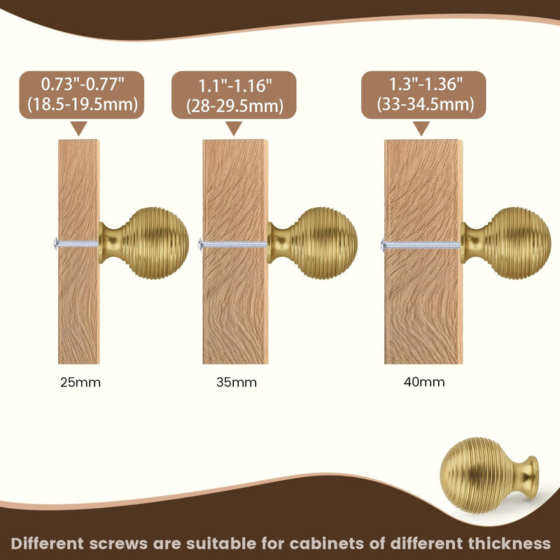 12 Pack Champagne Bronze Cabinet Knobs, Modern Round Ball Brass Knobs for Drawer Dresser Knobs, Solid Kitchen Cabinet Hardware, Diameter 1.18"(30MM) 12