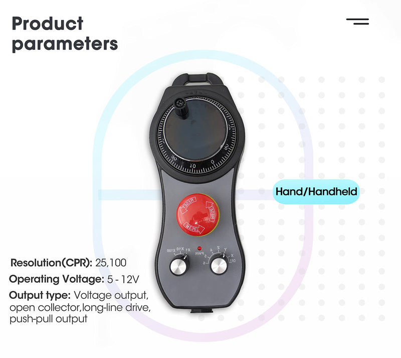 RATTMMOTOR CNC Electronic Handwheel, 6 Axis CNC Handwheel MPG Pendant 25100CPR 5-12V with Emergency Stop Manual Pulse Generator DB15 Interface for CNC Router Engraver Milling Lathe Machine