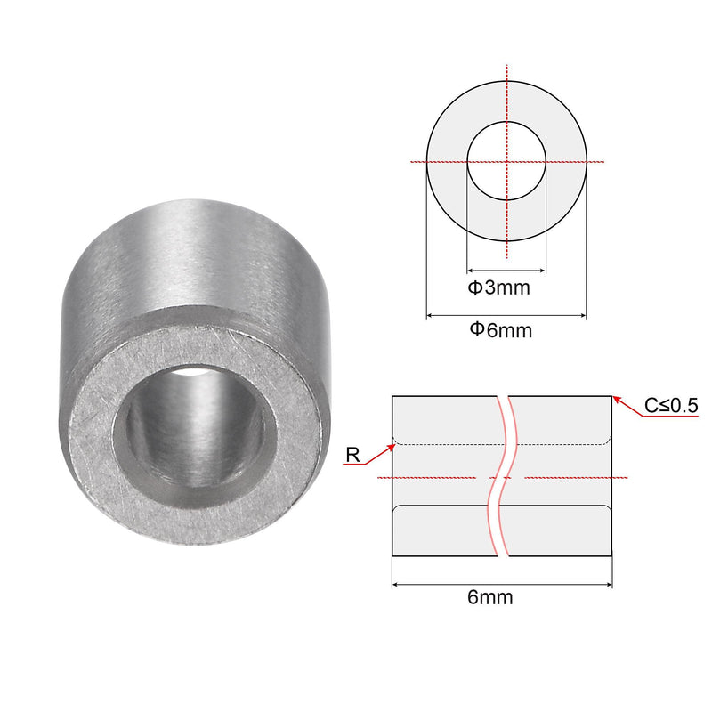 uxcell Sleeve Bearings 3mmx6mmx6mm Chrome Steel Oilless Bushing 6pcs 3x6x6mm