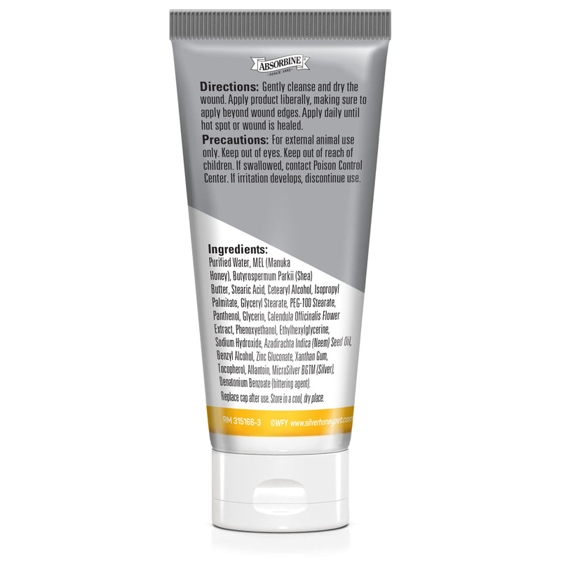 Absorbine Silver Honey Hot Spot & Wound Care Ointment for Dogs, Cats, Small Animals, 2oz Tube - PawsPlanet Australia