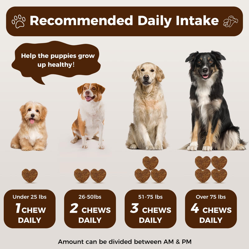 Turkey Tail Mushroom for Dogs, 170 Count Mushroom Chews for Dogs, Chicken Flavor Mushroom Supplements for Dogs, Immune Support, Joints Health, Skin & Coat, Lumps & Bumps Care Multivitamin