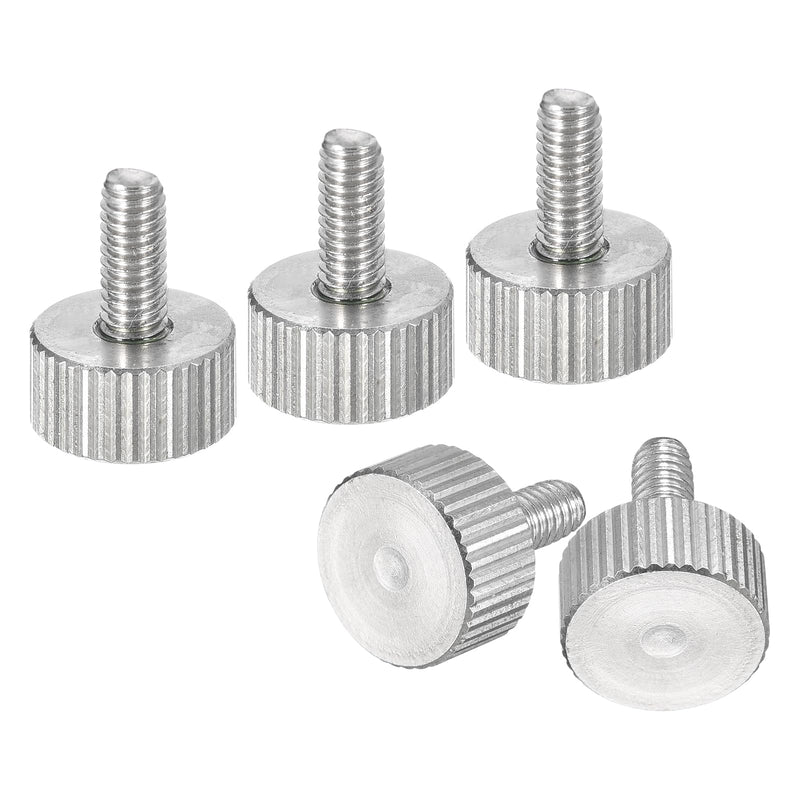 uxcell M4x10mm Knurled Thumb Screws, 5pcs 304 Stainless Steel Flat Knurled Head Fully Threaded Thumb Screws Bolts Grip Knobs Fasteners