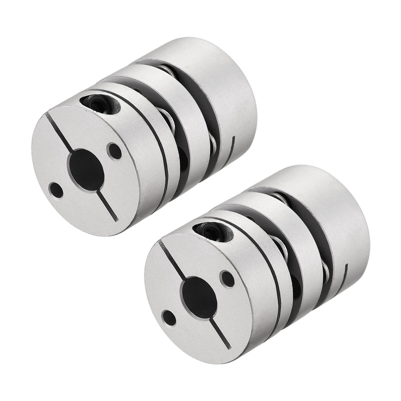 uxcell 8mm to 8mm Bore Double Diaphragm Motor Wheel Flexible Coupling Joint Aluminium Alloy and Stainless Steel Silver 1Pcs