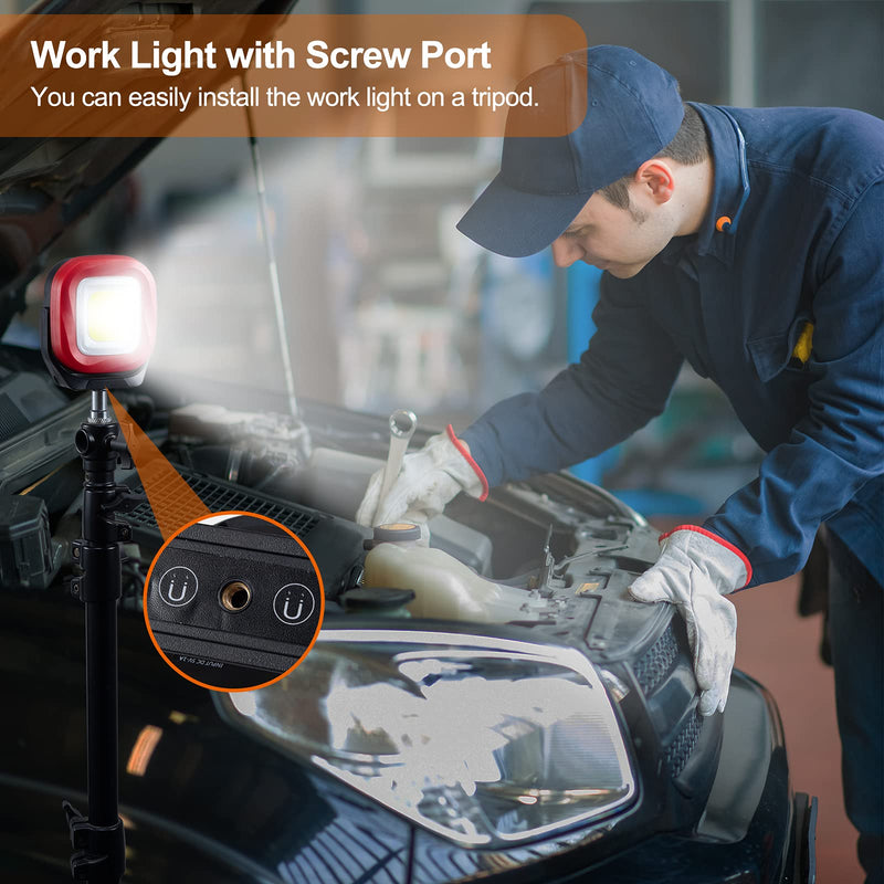 ORHOMELIFE Magnetic Work Light, 42 LEDs 1000 Lumens Rechargeable Portable Magnetic Flashlight Inspection Light for Car Repair, Camping, Emergency & Job Site Lighting (2 PCS) Black