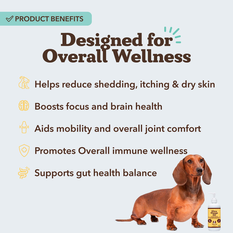 Natural Dog Company Ultra Omega Oil for Dogs a 2000 MG Omega 3, 6, 9 with Salmon, Pollock & Flaxseed Oil, EPA & DHA, Dog Supplement for Skin, Coat, Joints, Allergy & Itch Relief, Dog Fish Oil 16oz 16 Fl oz - Oil