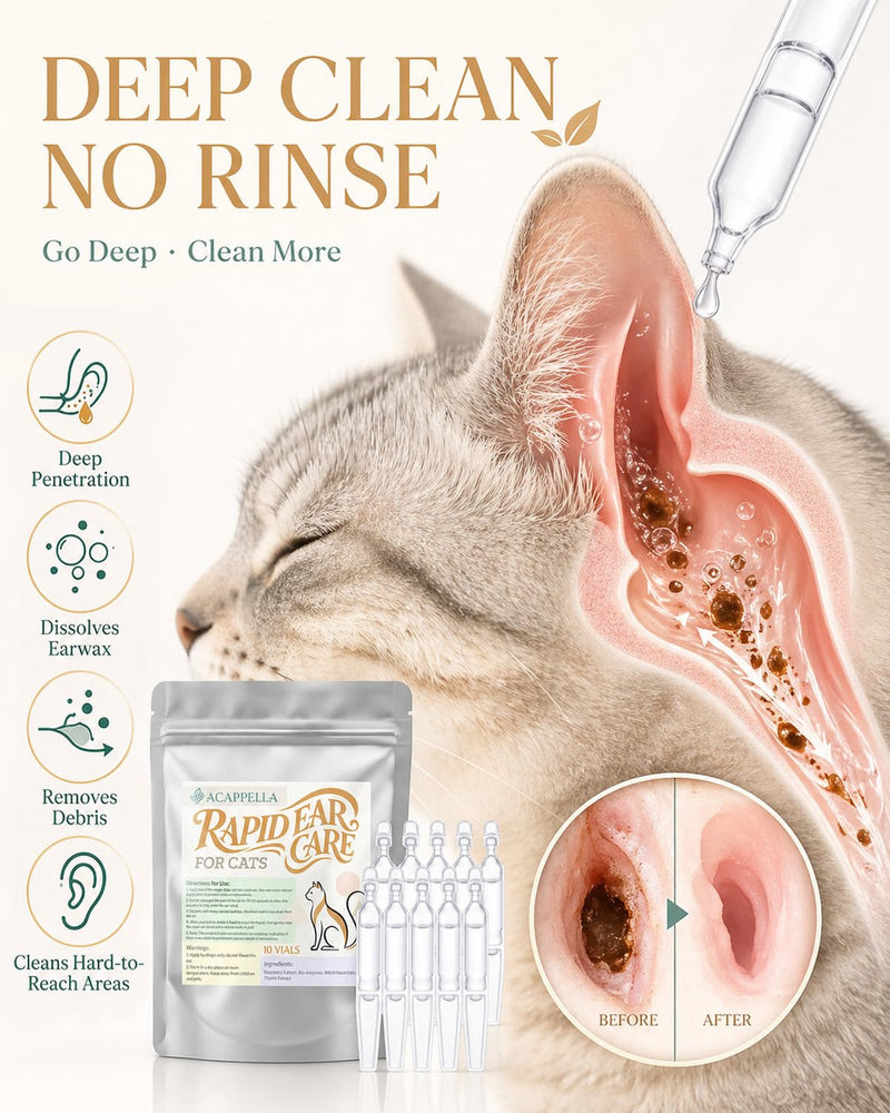 ACAPPELLA Cats Ear Cleaner Solution Drops - 10 Count