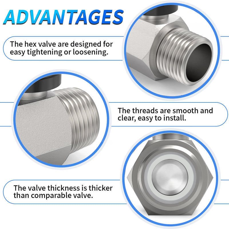 ChillWaves Brass Mini Ball Valve, Shut Off Switch Ball Valve 1/4" NPT Male x 1/4" NPT Male Thread Pipe Fitting(4-PACK) 1/4" MNPT x 1/4" MNPT PACK OF 4