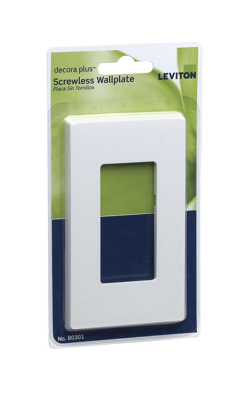Leviton + 80301-SW + 1-Gang Decora Plus Screwless Wall Plate + White