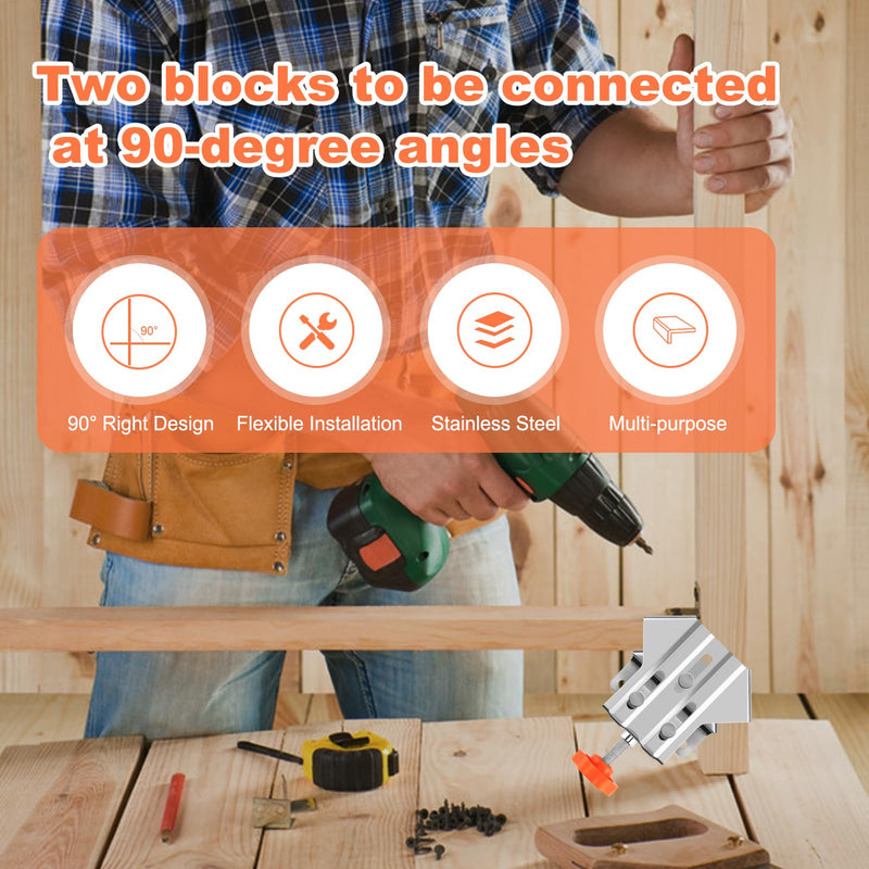 2 PCS Corner Clamps for Woodworking, Multipurpose Stainless Steel 90 Degree Right Angle Clamp with Adjustable Swing Jaw For Wood, Metal Pipe, Steel Rod, And Glass