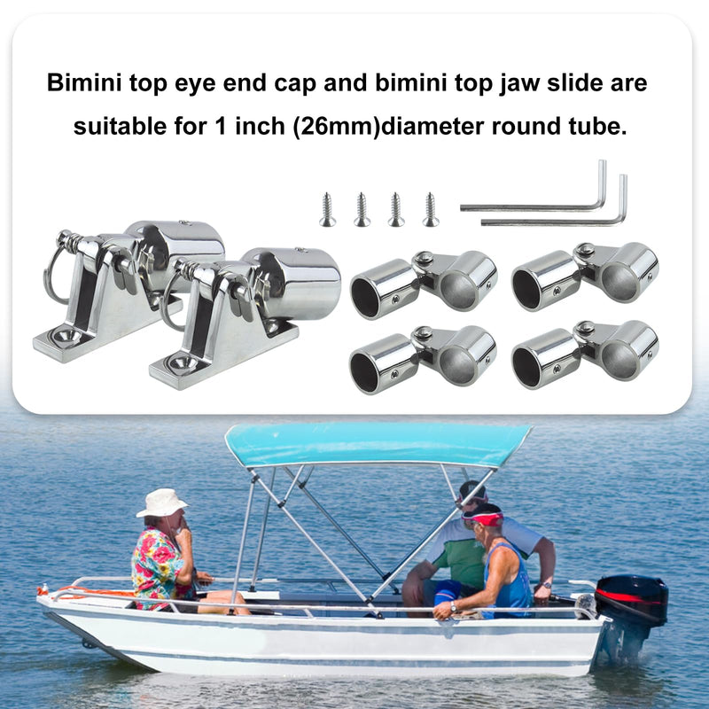 Bimini Top Hardware, 316 Stainless Steel Boat Fittings, Fits 7/8" & 1" OD Tubing, Heavy Duty Canopy Parts, 12 Pieces 1 Inch