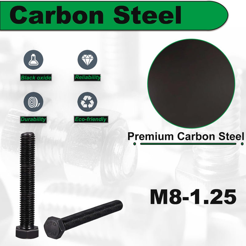 M8 Hex Bolts M8x150mm Hex Head Bolts Carbon Steel Black Oxide M8-1.25 Hex Bolt Fully Threaded 8.8 Grade Hex Tap Bolts Metric Hexagon Head Screw Machine Bolts Right Hand External Hex Drive 3Pcs 3pcs M8