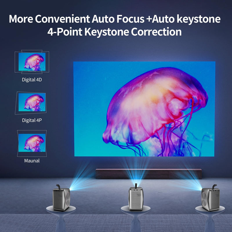 Auto Focus Projector, Native 1080P Projector 4K Supported, 5G WIFI FHD LCD Projector, Bluetooth 5.2, Smart Projector, Smart Home Movie Projector
