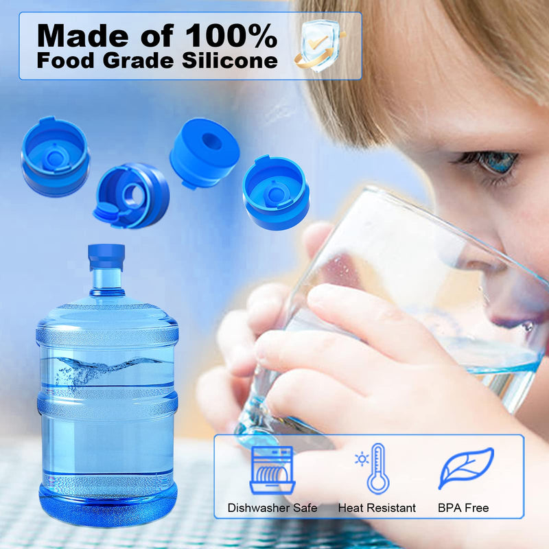 MYLOLF 3 & 5 Gallon Water Jug Cap, 3 Pack Reusable Food Grade Silicone Replacement Cap for 55mm Standard/Screw/Crown Tops Water Bottle and Water Dispensers, Non-Spill & Leak Free