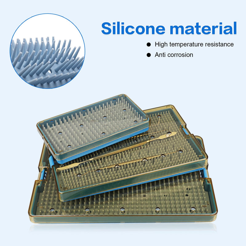 Plastic Autoclavable Instruments Storage Box S/M/L Size For Instruments Sterilization Tray Case with Silicone Mat (S SIZE) S SIZE