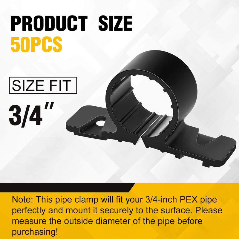 50 Pack 3/4 Inch Pipe Supports Suspension Clamp Pipe Clamps Pex Clamps for Pex, Copper, CPVC 50