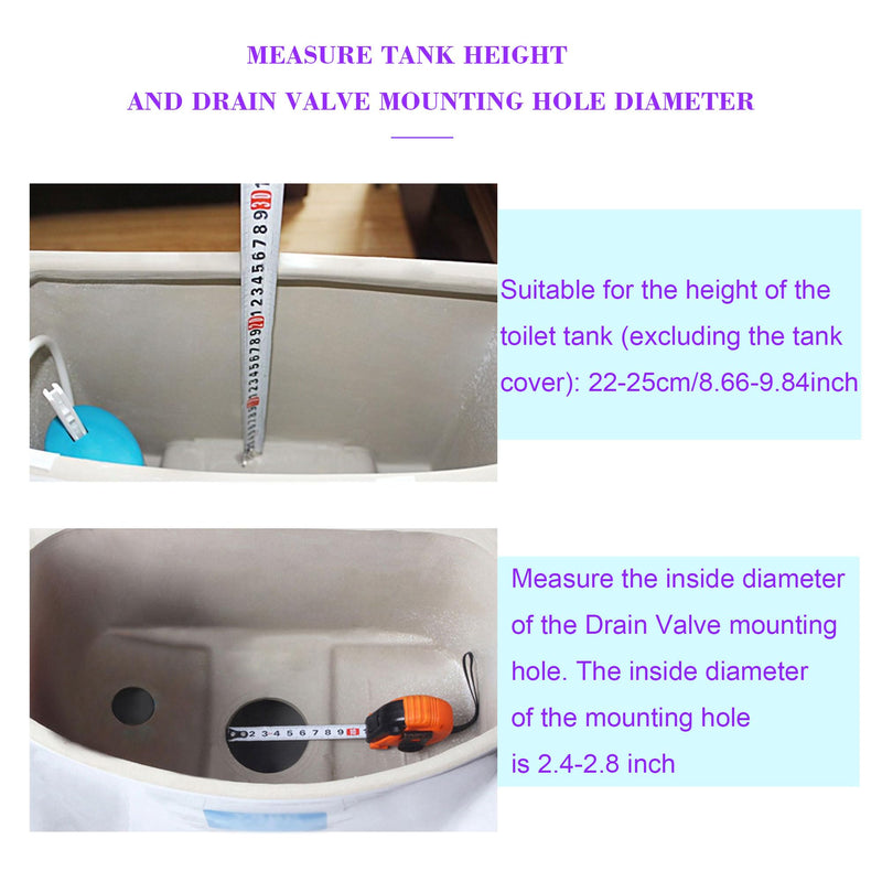 Toilet Water Tank Inlet Outlet Drain Fill Valve Set 8.27Inch Connected Double