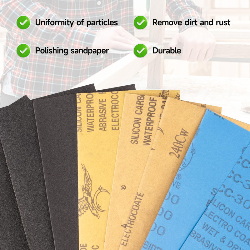Sandpaper 800 Grit, Wet Dry Sanding Sheets 9 x 3.6 Inch for Wood Furniture Finishing, Metal Sanding and Automotive Polishing,21 -Sheet 800Grit