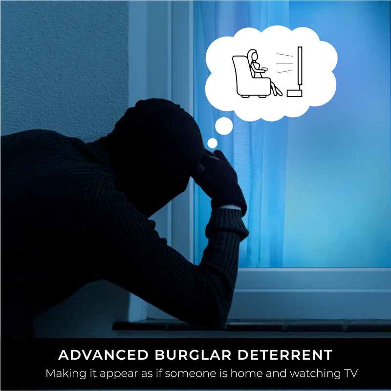 FTV-11 - Advanced Burglar Deterrent Device – Widescreen Realistic Television Simulator with Reflective Lens - Dummy Home Security Device with Lights – Protect Your House & Valuables