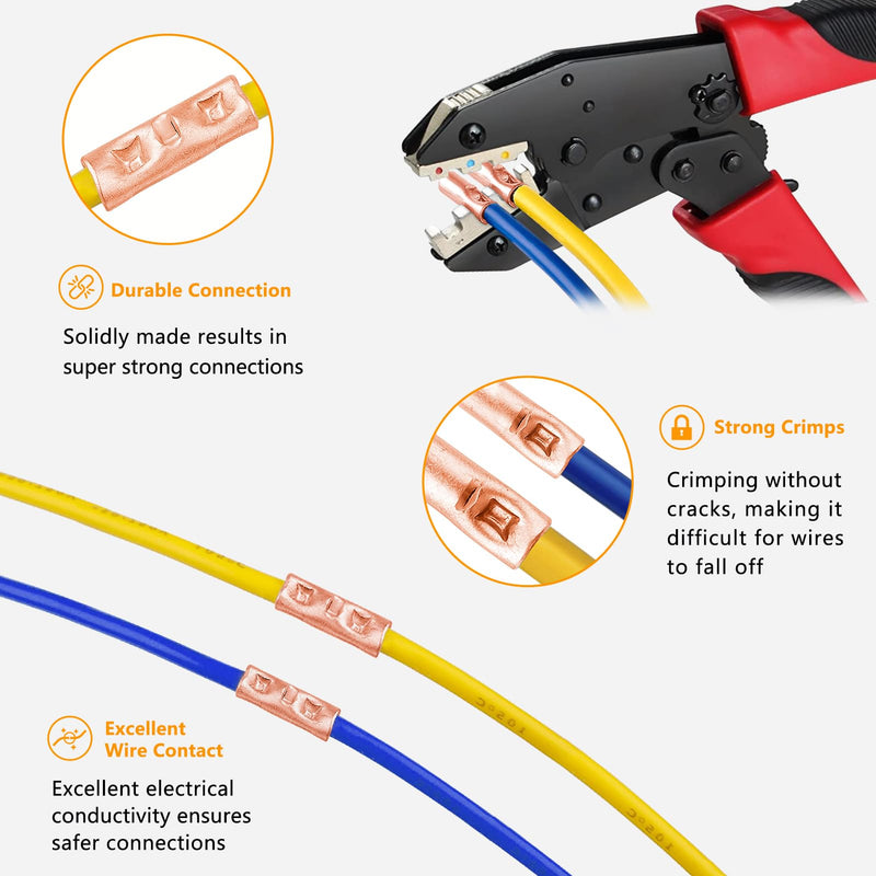 12 to 4 AWG Non-Insulated Butt Connectors 132 PCS Butt Splice Connectors Kit, 4/6/8/12-10 Gauge Bare Pure Copper Butt Splice Wire Connectors,66 PCS Uninsulated Butt Terminals & 66 PCS 3:1 Heat Shrink 4-12 AWG Assortment Kit-132pcs