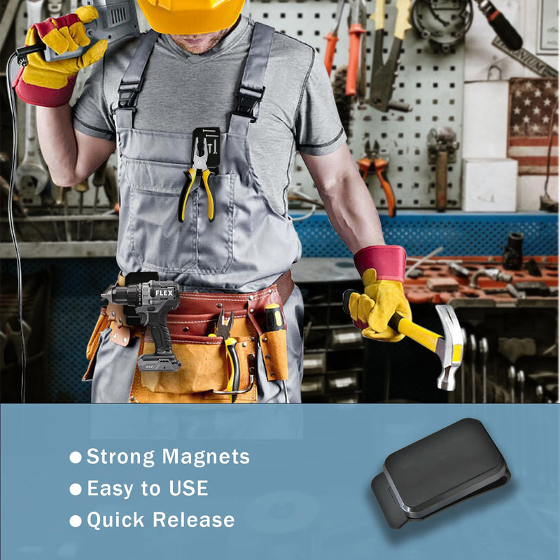 Magnetic Tool Holder Super Strong Tool Holster, Magnet Belt Clip Neodymium Magnet Leather Sleeve for Screws, Hammers, Sockets, Pliers, Drills, Wrenches Magnetic Tools and Hardware 2 Pcs