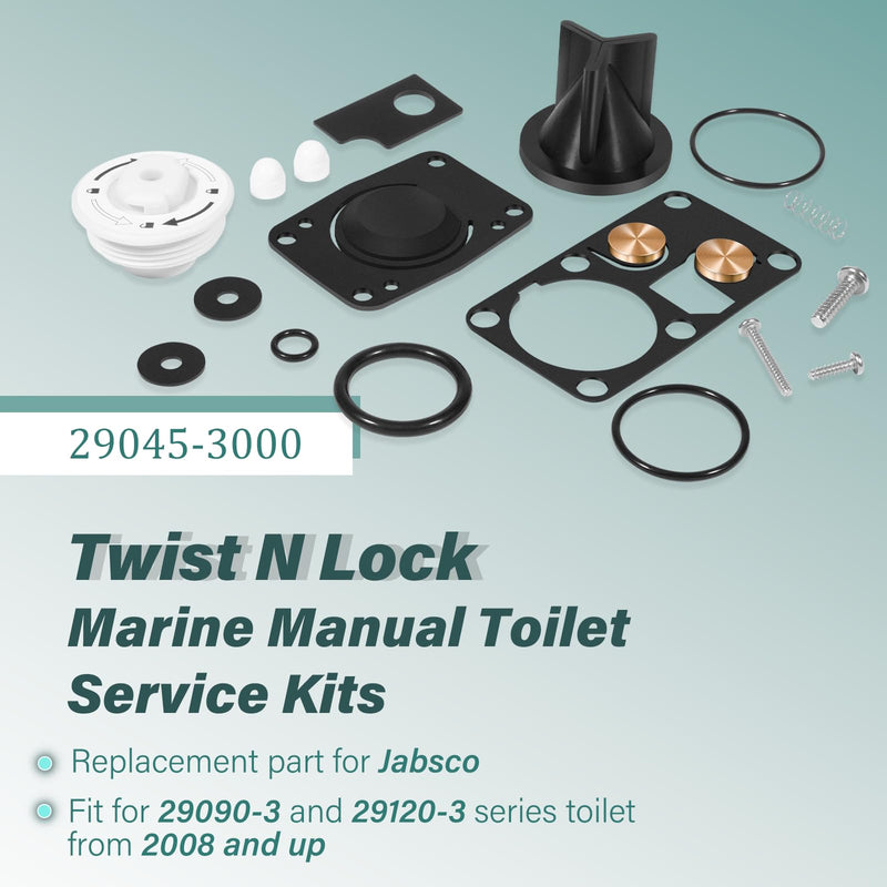 29045-3000 Twist N Lock Marine Manual Toilet Service Kits Fit for Jabsco 29090-3 & 29120-3 Series Toilet, 2008 and Up
