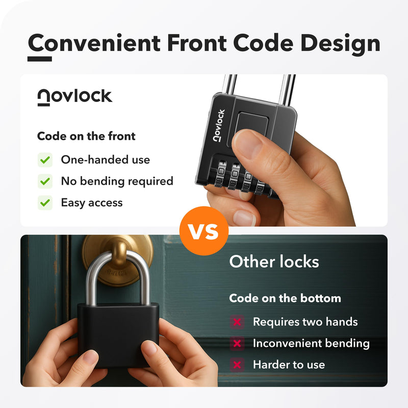 2.76 in Long Shackle Combination Locks for Outdoor & Indoor | Heavy Duty, Weatherproof, 4-Digit Security | Padlocks for Gates, Fences, Sheds, Lockers, Storage | 4-Pack, Black