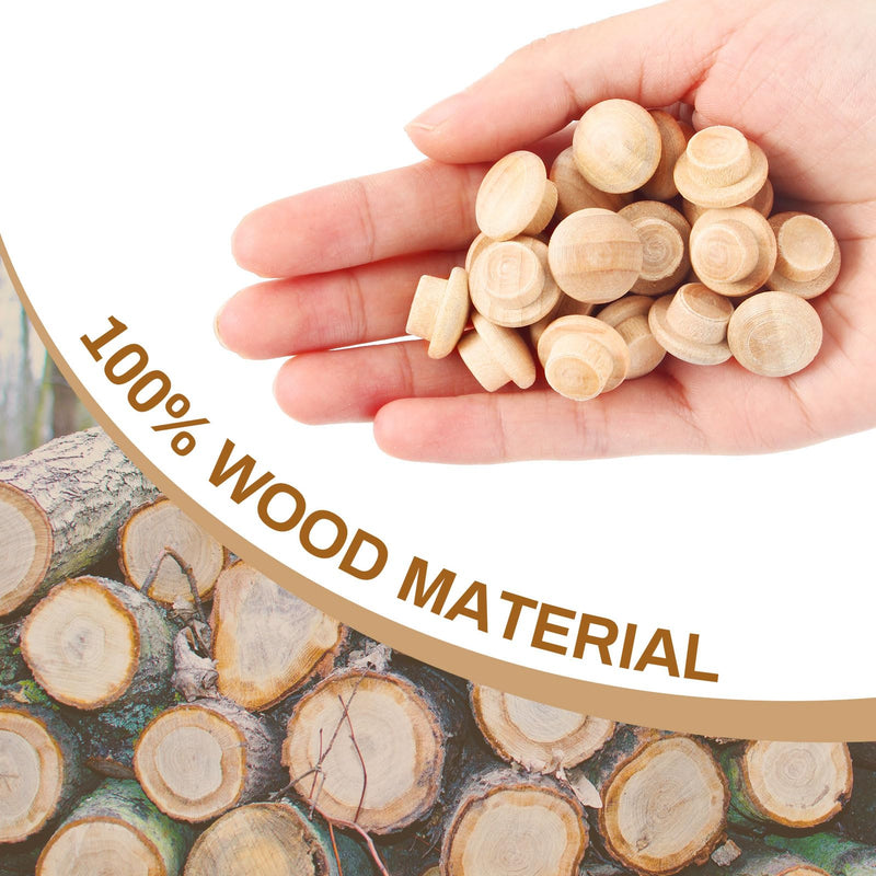 200 Pieces Wood Plugs Screw Hole Plugs Button Screw Plug Wooden Button Plugs Hole Plugs Mushroom Wood Caps Wood Screw Covers Wooden Screw Plugs Hardwood Hole Plugs for Locking Hole(3/8 Inch) 3/8 Inch 200