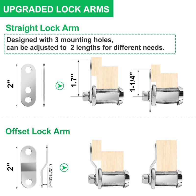 5 Pack Tool Box Lock with Keys, 5/8" Cabinet Lock Cam Lock Keyed Alike, Toolbox Lock Replacement for Mailbox RV Storage Door with Manual, Zinc Alloy (5Pack，5/8 Inch) Chrome - 5 Pack 5/8 Inch