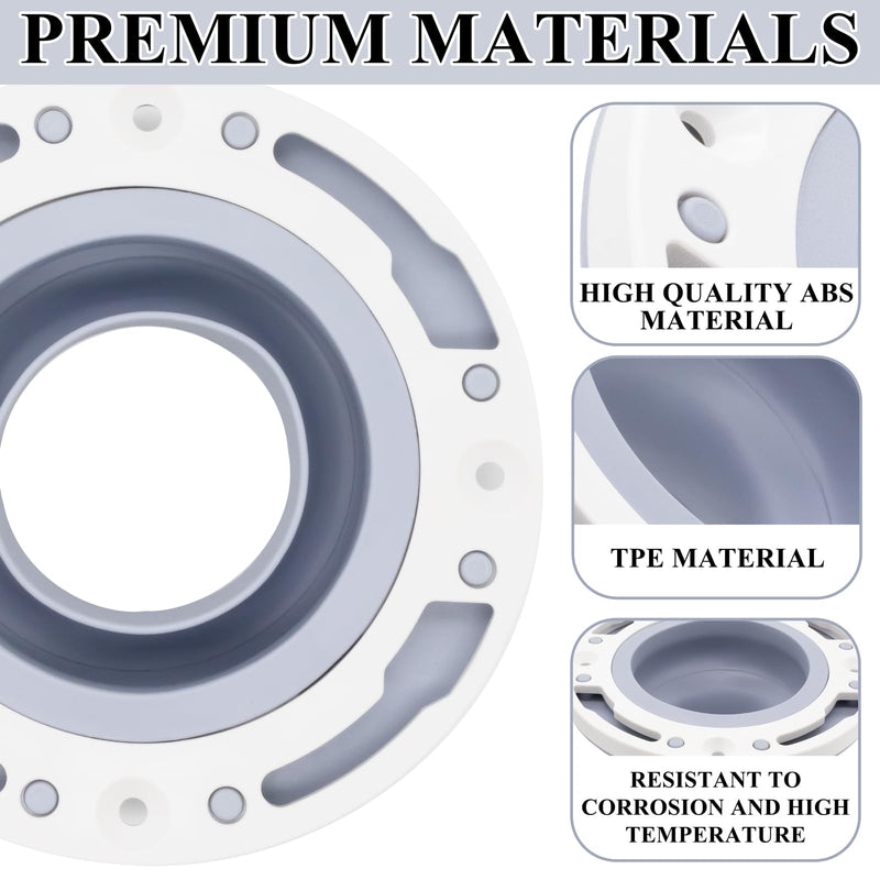 Toilet Flange Repair Kit Fits for 4 Inch 5 Inch or Special 3 Inch Drain Pipe, Universal Toilet Flange for Toilet Repair and Installation, Perfect Seal No More Leaks (Gray)