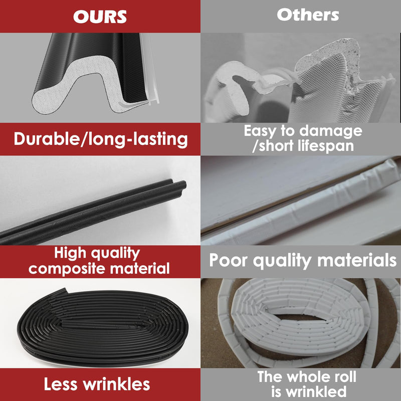 New Upgraded 40FT Kerf V-Shaped Weather Stripping Door Seal Soundproof Weather Strips Door Seal Strip for Door Frame Exterior Door Weather Stripping (40FT,Black,4 Gaskets) Black