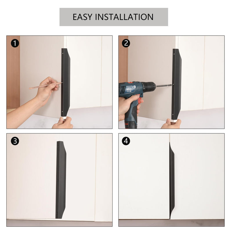 Satanga Edge Finger Pulls for Cabinet Kitchen Drawer knobs Low Profile Door Dresser Bathroom Long Cupboard Furniture Handles Aluminum 6 Pack Matte Black 7.87" Easy Installation