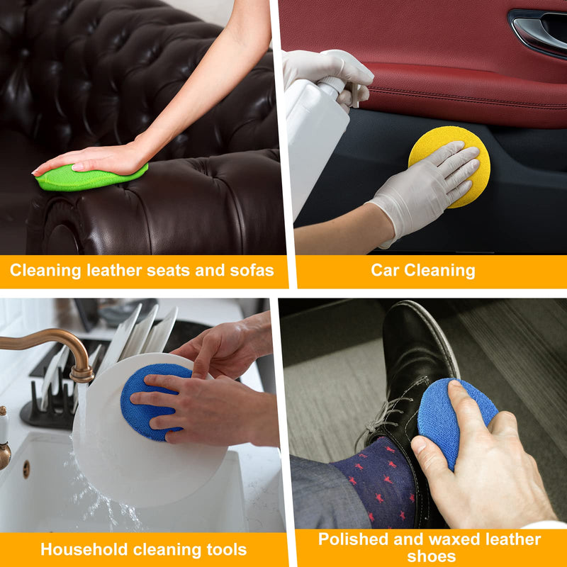 Tallew 50 Pcs Car Wax Microfiber Applicator Pads 5" Diameter Polishing Foam Pads Tire Soft Foam Sponge for Cars Detail Buffing Cleaning Polishing(4 Colors) 4 Colors
