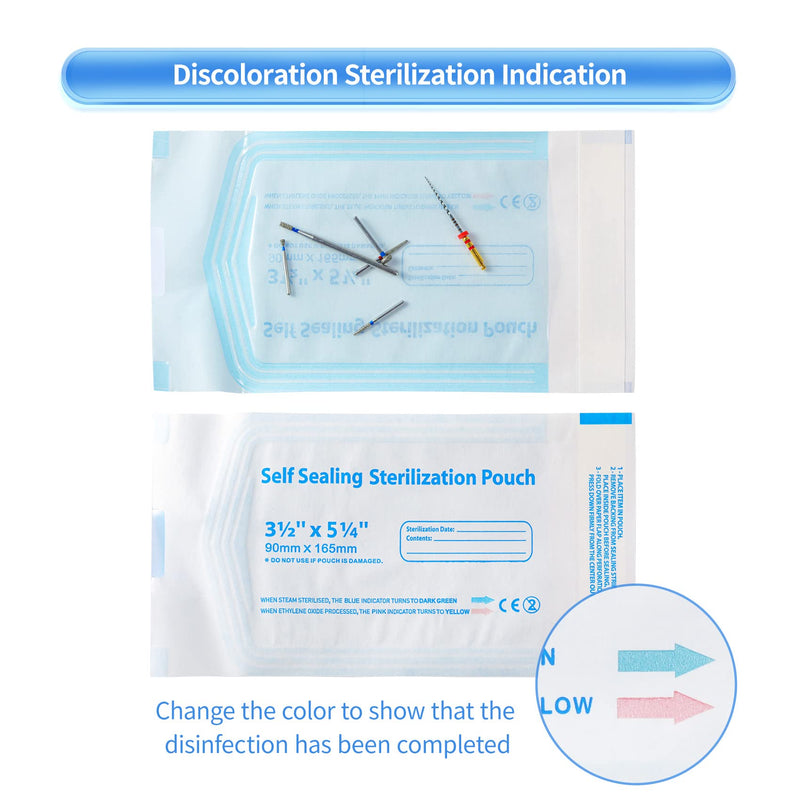 Annhua 3.5 X 6.5 Self Sterilization Pouches for Dental Offices, 100 Pcs Self Seal Sterilizer Bags Pouch - Blue 3.5 x 6.5 inch