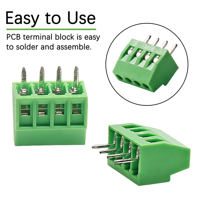 4-Pin 2.54mm Pitch PCB Terminal Block, 150V 6A Mount Screw Terminal Connector (20Pcs) 4 Pin-20 Pcs