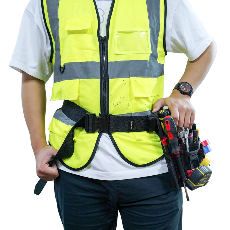 MELOTOUGH 2" Nylon Web Work Tool Belt for Men with Heavy Duty Quick Release Rugged Metal Buckle outdoor men's belt Tool Belts (Black) WB006-Black 2 inch